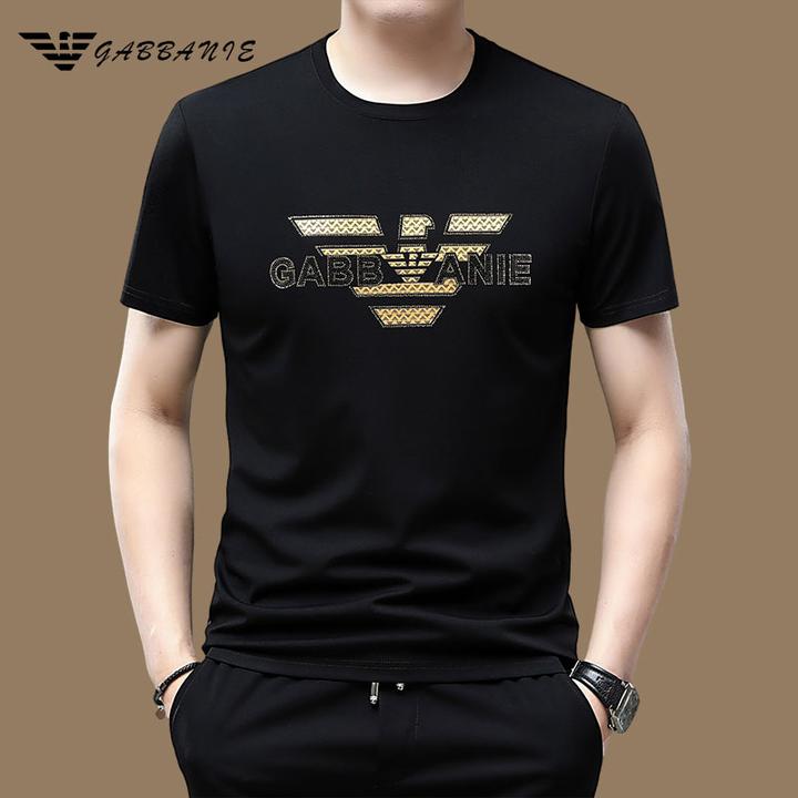 GABBANIE高档时尚轻奢男装夏季半袖薄款短袖t恤男士冰丝圆领体恤