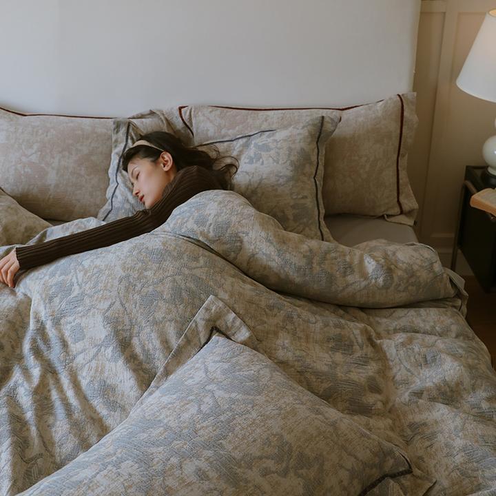 强推~秋冬磨毛四件套全棉纯棉中古风主卧室轻奢高级感复古床品