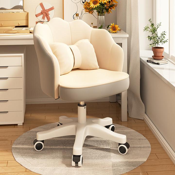 靠背女生卧室梳妆台美甲椅家用花瓣椅化妆椅旋转网红凳子轻奢