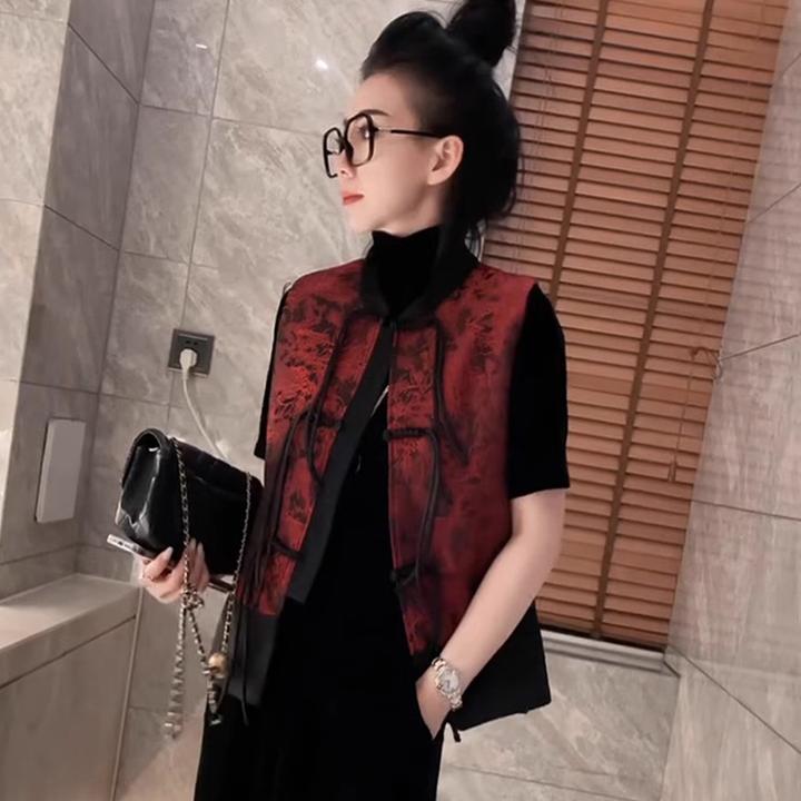 中式马甲女高档洋气国风高端百搭中国风春秋新款新中式马夹