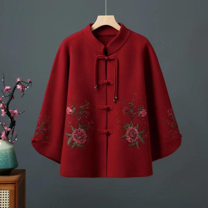 民族风秋冬绣花中老年喜婆婆加厚复古中国风中式外套妈妈装