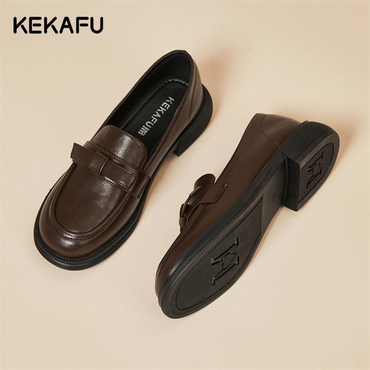 珂卡芙乐福鞋女2025秋季新款英伦风单鞋平底职业工作鞋爆款小皮鞋