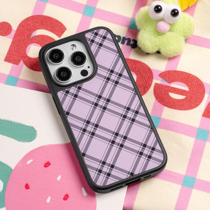 【紫色菱格】磁吸AG玻璃适用苹果16promax手机壳iphone13/4套15防摔