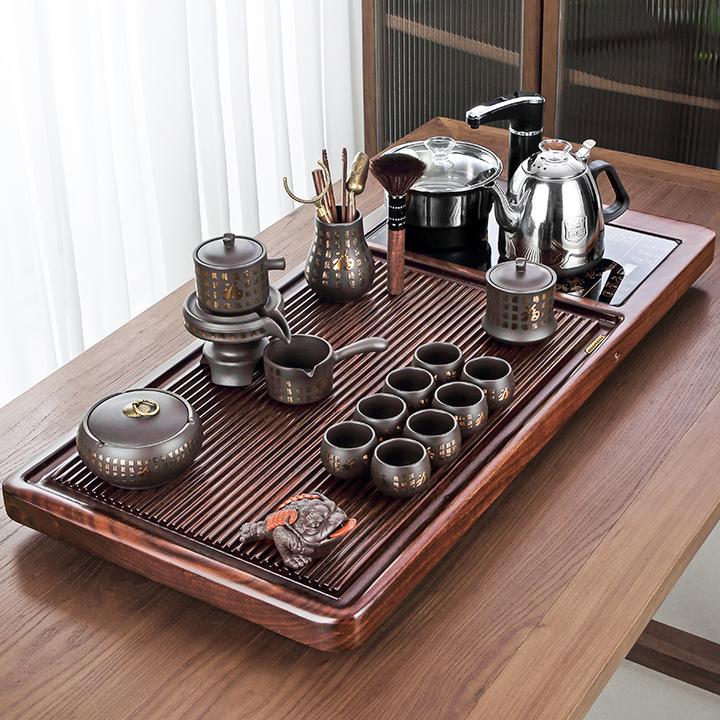 唐丰紫砂懒人功夫茶具全自动套装家用实木茶盘烧水壶办公茶台整套