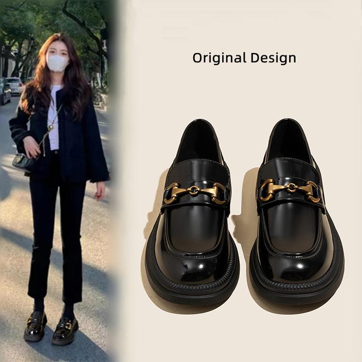 巨好穿厚底乐福鞋女2025春秋新款一脚蹬复古百搭小皮鞋英伦风单鞋