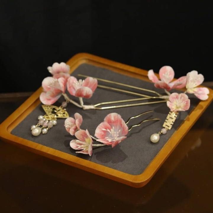 铜合金布艺婚庆饰品 卡帝美学新款粉色绒花头饰11124可爱手工