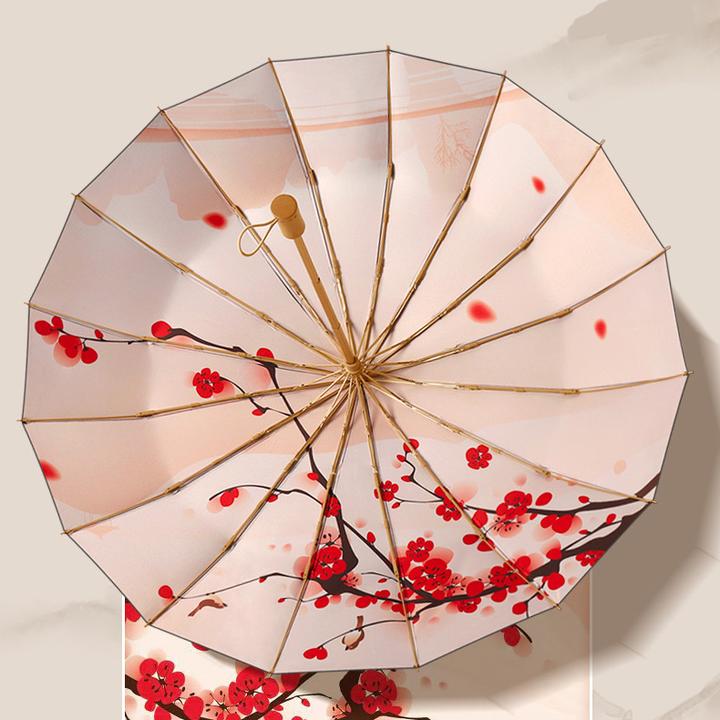 【三折伞】【16骨黑胶】复古国风太阳伞女防晒防紫外线两用晴雨伞