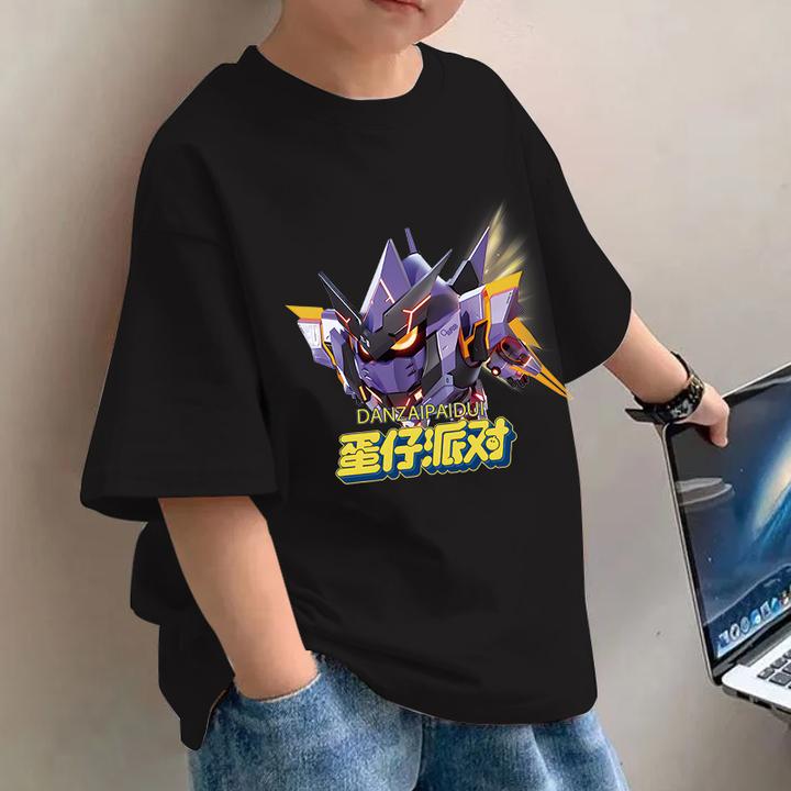 蛋仔派对印花纯棉短袖T恤夏季男孩中大童休闲宽松男童外穿爆款