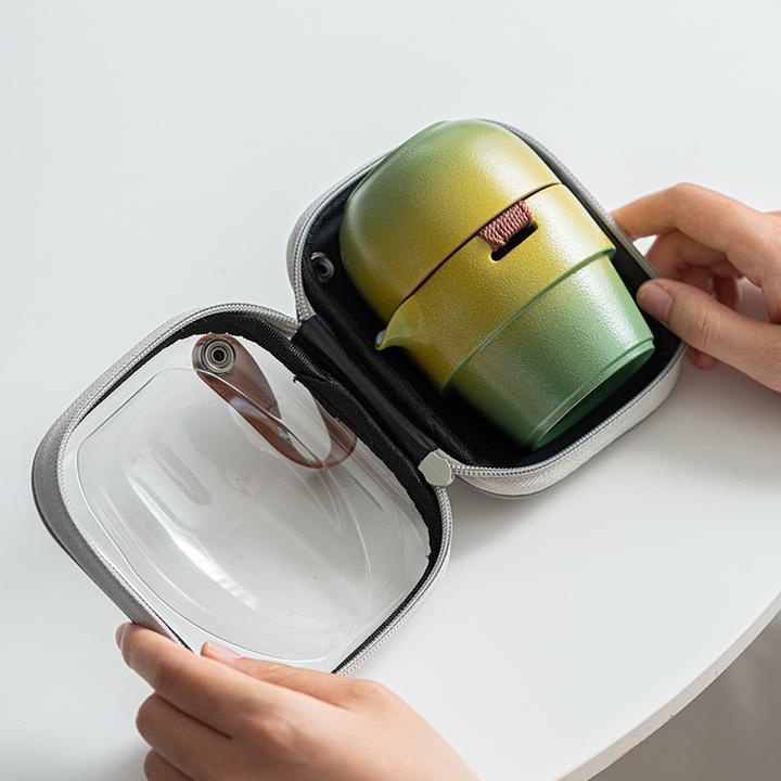 旅行茶具套装便携快客杯渐变户外露营陶瓷功夫茶具礼盒装一人饮