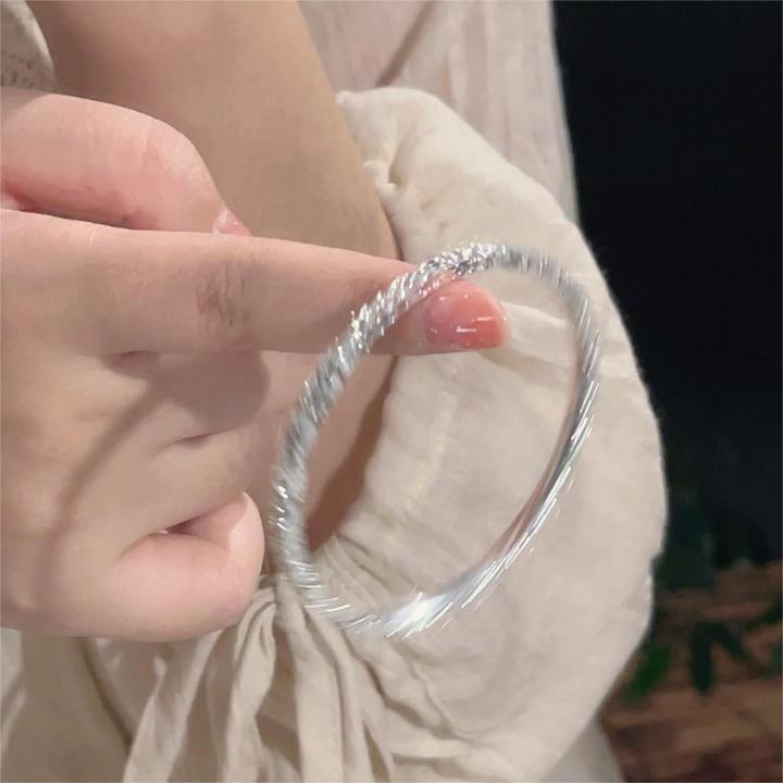 楚噢 足银手镯 足银9999碎冰冰手镯实心闭口不掉色小众简约闺蜜女