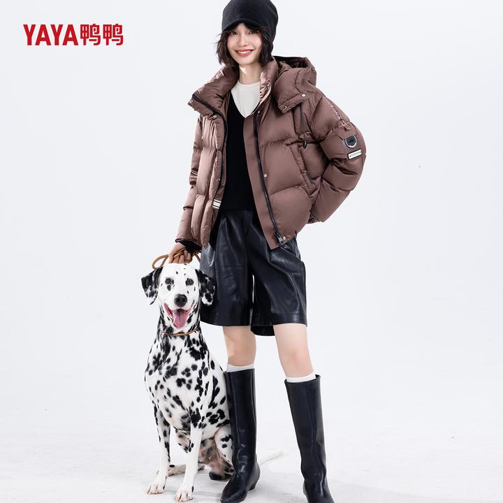 YAYA鸭鸭时尚休闲女士白鸭绒短款羽绒服YE4B616002N