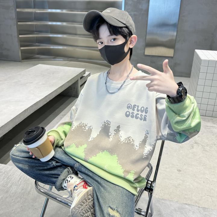 巴拉扣扣儿童装男童秋装卫衣2025新款秋季春秋款帅气中大童炸