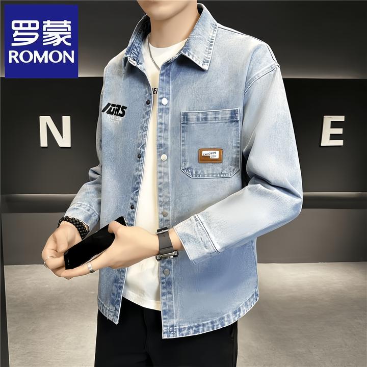 Romon/罗蒙春秋季新款衬衫牛仔夹克休闲运动潮流百搭帅气韩版夹克