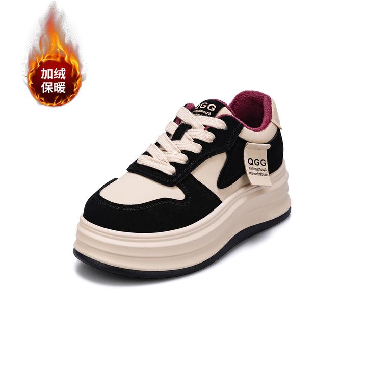 QGG24年秋冬新款增高5.5cm时尚休闲女鞋真皮舒适百搭厚底鞋Q88020