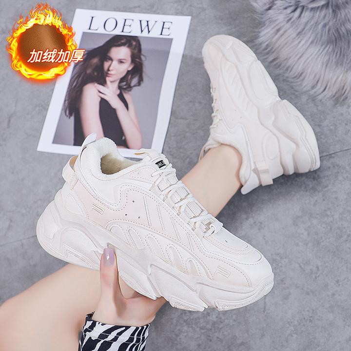 女鞋四季款时尚休头鞋加绒保暖老爹鞋百搭小白鞋女运动鞋学生板鞋