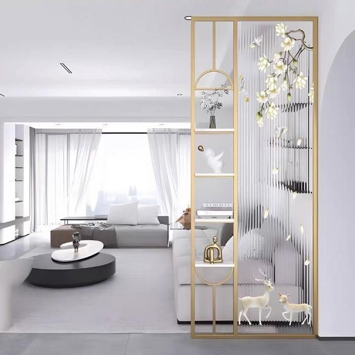 艺术玻璃屏风隔断镂空隔断花格玻璃双面图案隔断屏风隔断客厅遮挡