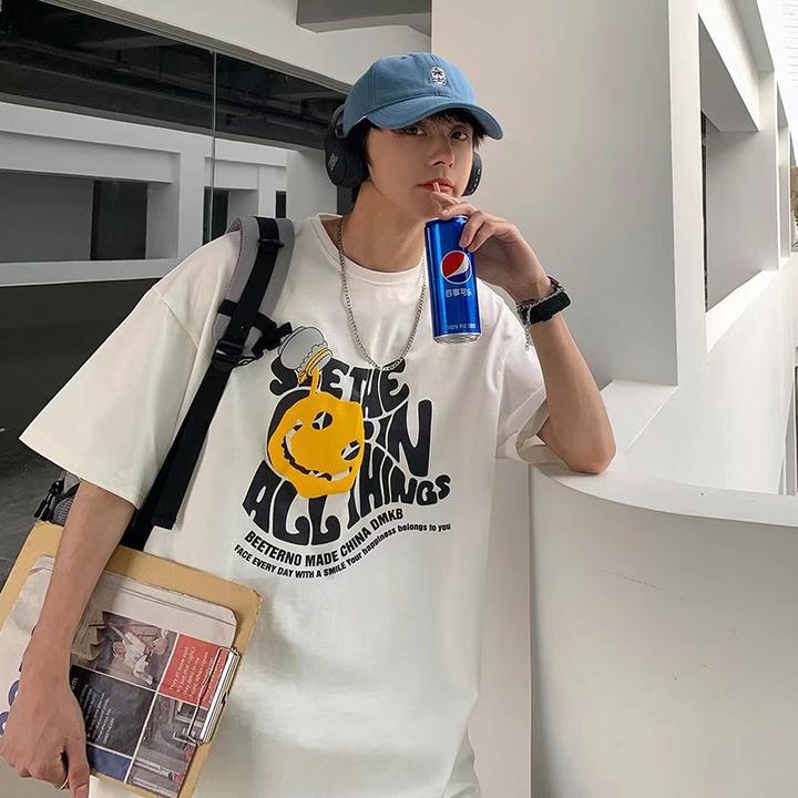 日系短袖t恤ins潮设计感小众卡通韩版宽松上衣潮纯棉圆领