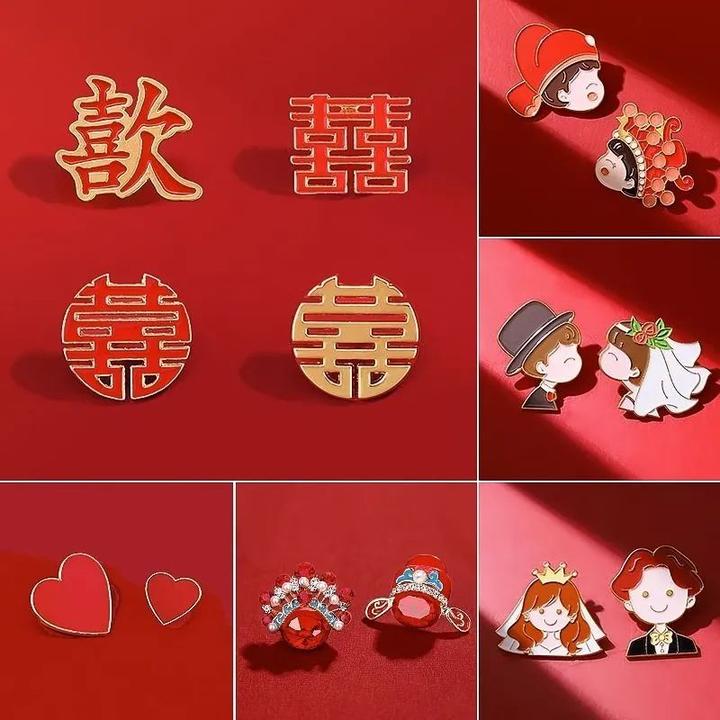 合金胸针 郑凯苗苗同款情侣胸针新郎新娘配饰领针爱心登记结婚