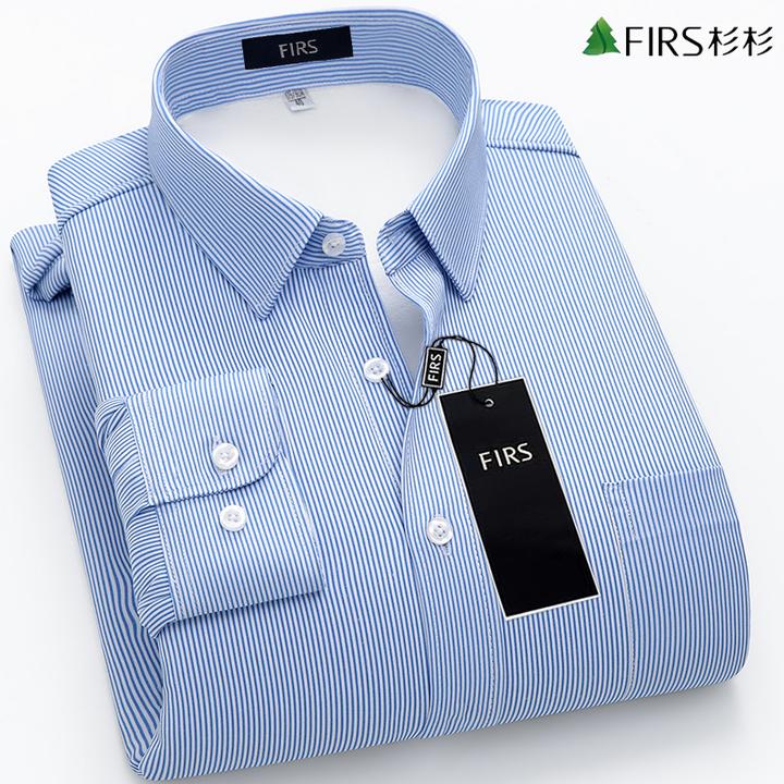 杉杉新款高档条纹男士保暖衬衣加绒加厚休闲纯色商务工装男款衬衫