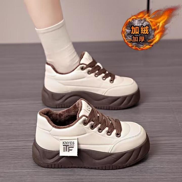 小白鞋女2025冬季新款韩版百搭加绒加厚休闲运动鞋女棉鞋系带板鞋