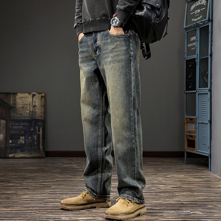 MULUBAHN蒙鲁巴恩垂感直筒牛仔裤男款秋冬新款复古水洗轻奢潮休闲