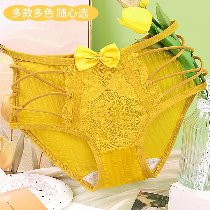 180斤胖mm大码蕾丝性感女士内裤纯欲轻薄火辣中腰镂空棉裆三角裤