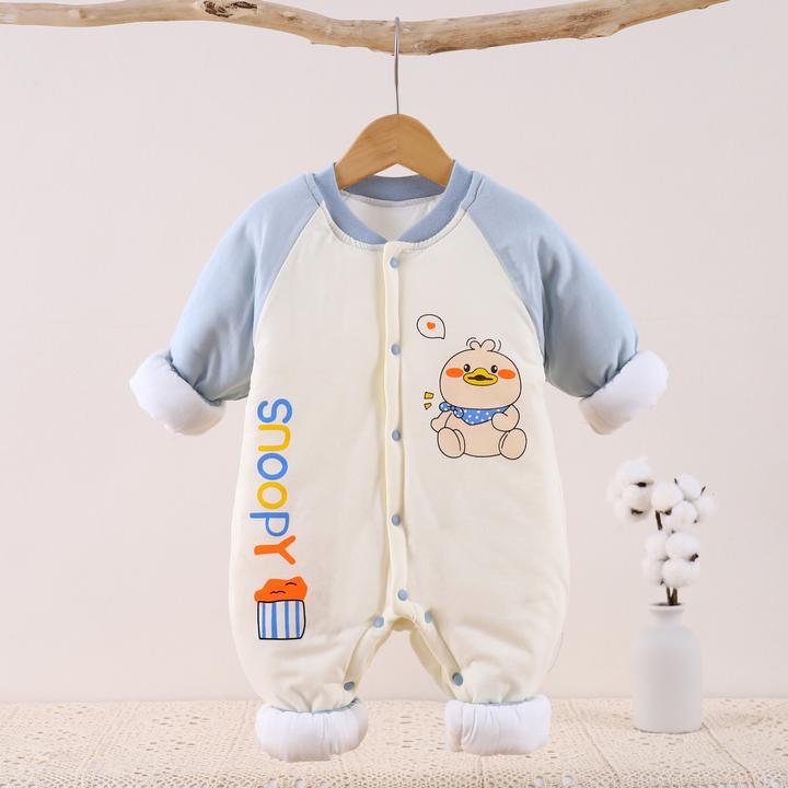 120克婴儿夹棉连体衣秋冬季加棉加厚保暖男女宝宝哈衣10-20度爬服