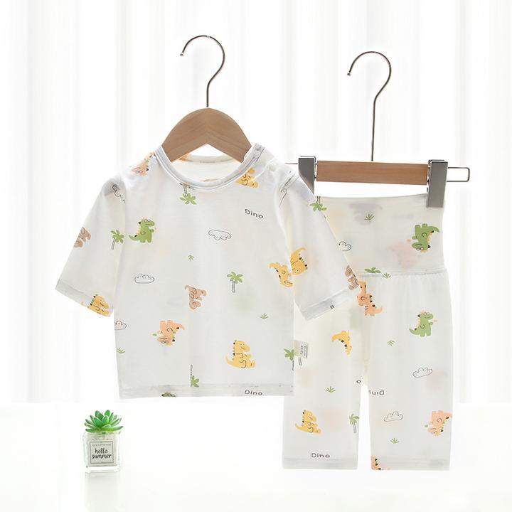 婴幼儿夏季短袖T恤套装儿童薄款睡衣宝宝高腰家居服婴儿衣空调服