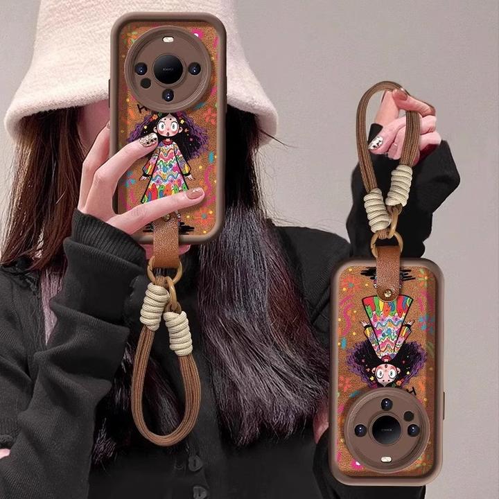 卷发女孩适用华为mate60pro手机壳mate70pro创意pura70卡通女p70p