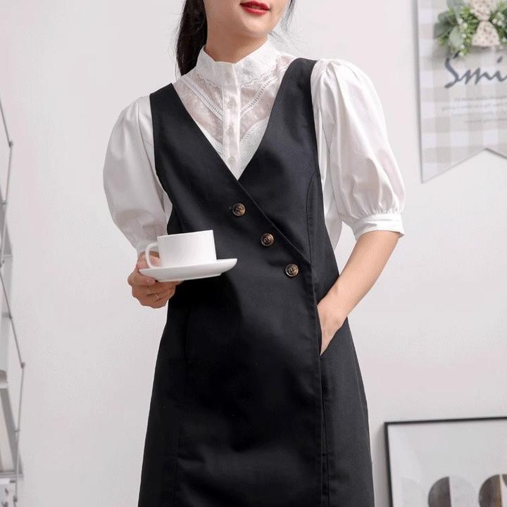 围裙厨房家用法式奶茶花艺店烘培店文艺小清新印字定制logo工作服