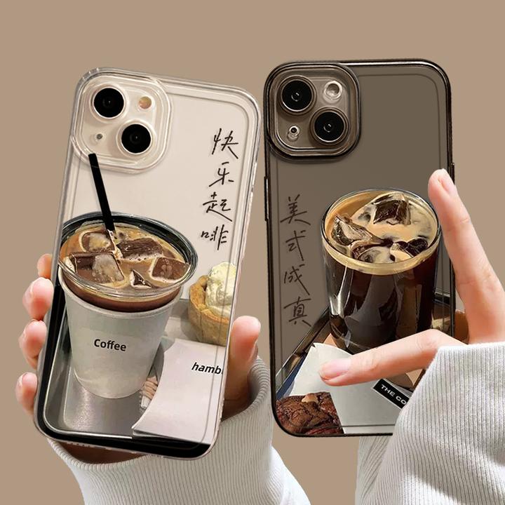 美式咖啡苹果15手机壳iPhone14promax小众13/12透明11全包防摔XS
