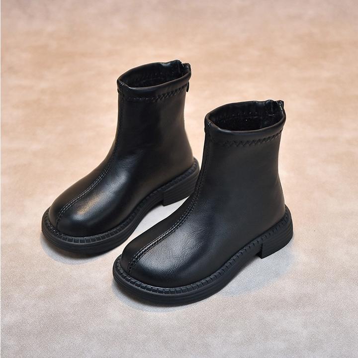 ABC女童靴马丁靴2025秋冬新款儿童加绒短靴时尚英伦风中大童皮靴