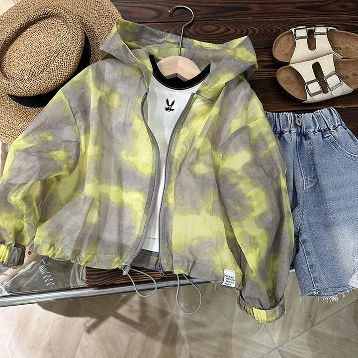 韩国童装夏款男童防晒衣韩范儿童时髦扎染冰感上衣薄款外套皮肤衣