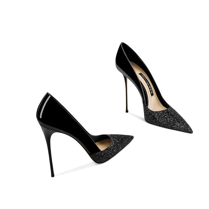 尖头细跟浅口高跟鞋高级感御姐气质2025春秋新款恨天高黑色洋气