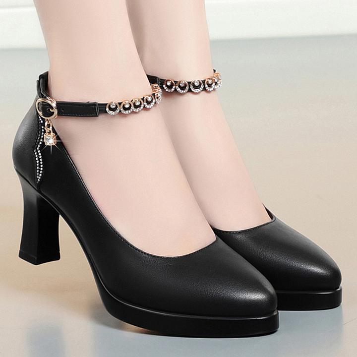 软底高跟防水台不累脚配旗袍模特走秀鞋跳舞妈妈皮鞋工作单鞋女鞋