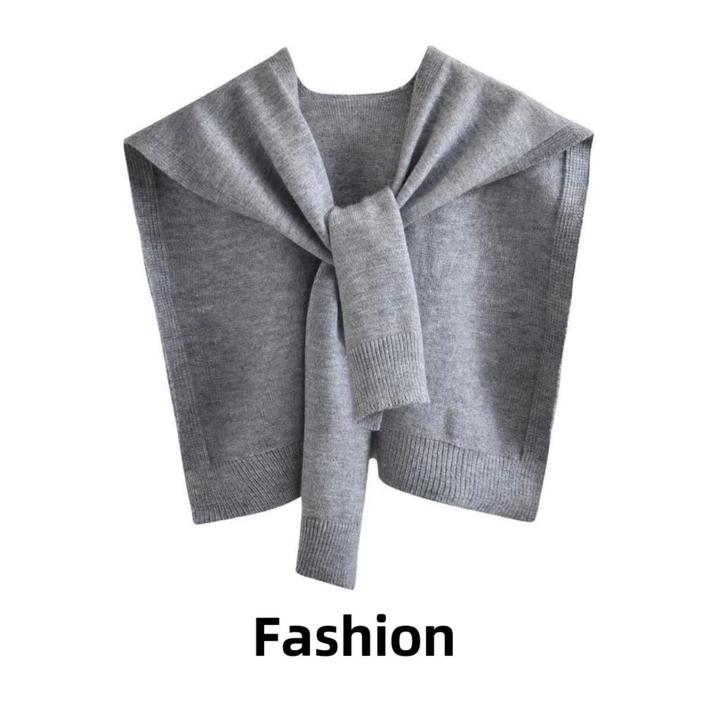 【亲肤纱】纯色外搭针织披肩女春秋季两用毛线韩版空调房护颈槯01