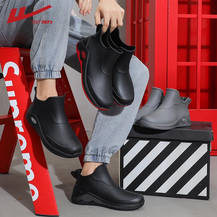 Warrior/回力新款雨鞋男款时尚外穿水靴防滑防水厨房软底耐磨水鞋