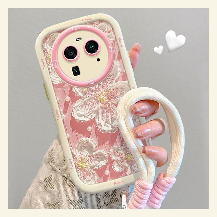 油画珍珠白花oppofindx6手机壳支架硅胶OPPOfindx5可爱x3pro超火