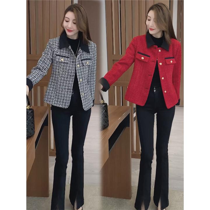 小香风短外套女2024秋冬新款显瘦洋气小个子时尚气质短款毛呢大衣