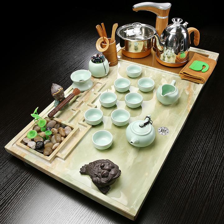 茶盘茶具套装整套中式石茶盘陶瓷功夫茶台烧水壶泡一体客厅家用