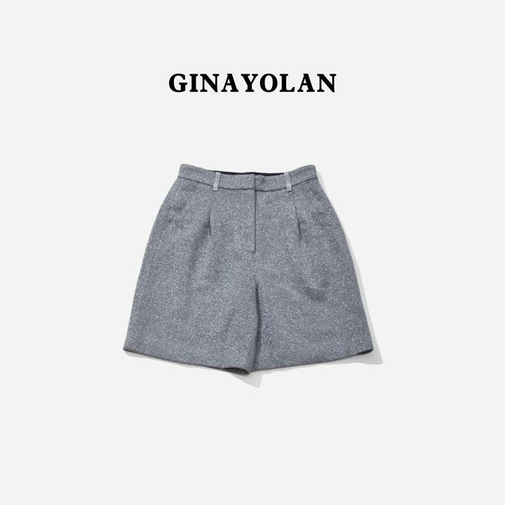 GINAYOLAN/瑾颜【水晶纱】百搭五分裤高腰亮闪阔腿裤休闲裤时尚短裤