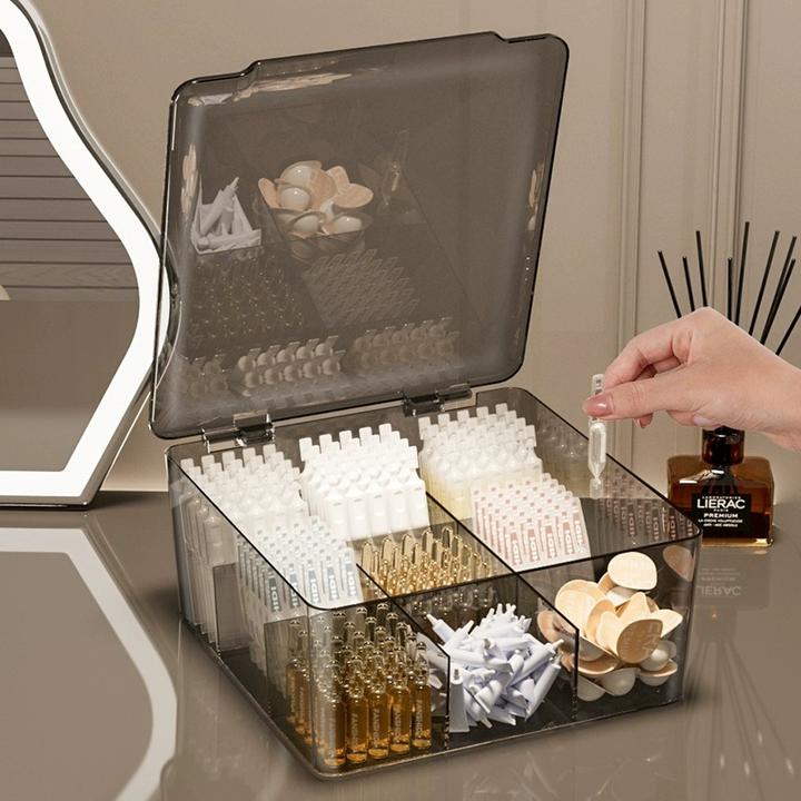 次抛收纳盒防尘分格安瓶精华液整理盒护肤品口红香水小样收纳盒架