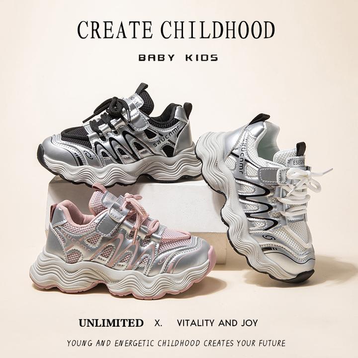 27-38儿童秋季休闲软底百搭运动鞋男女童时尚网面透气老爹鞋A101