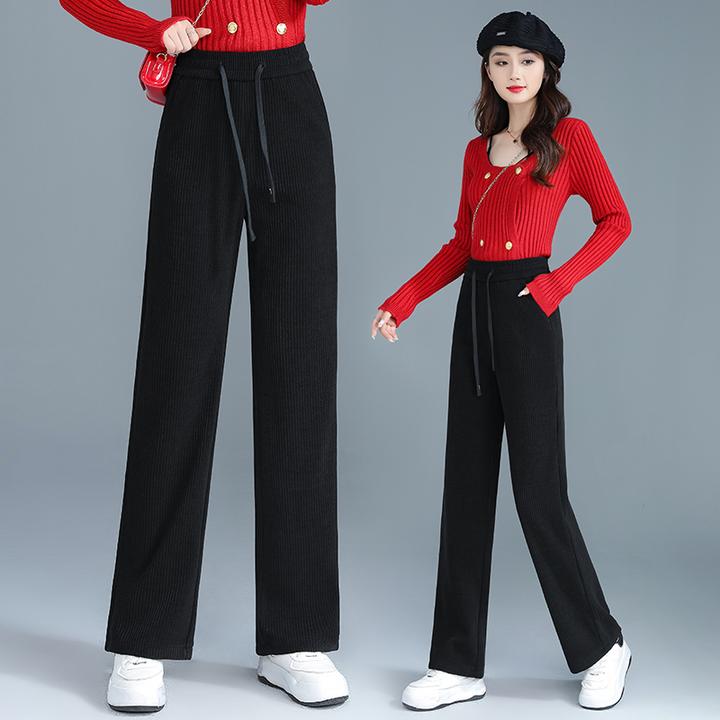 秋冬显瘦垂感高腰直筒裤洋气长裤外穿时尚遮肉百搭休闲宽松遮肉