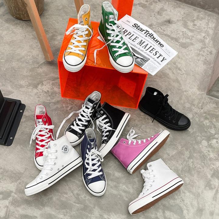 环球2024高帮帆布鞋低帮学生百搭情侣潮流潮女鞋时尚平底帆布鞋