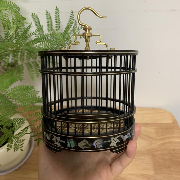 乌木黑檀镶嵌蝈蝈笼子手工制作高端大气上档次送礼自留佳品