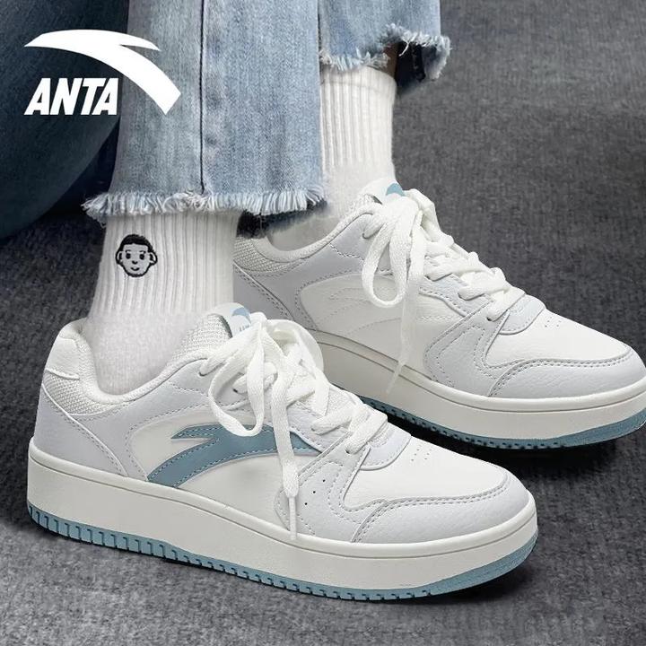 安踏女鞋板鞋小白鞋2025冬季新款休闲鞋皮面运动鞋街顽系列鞋子