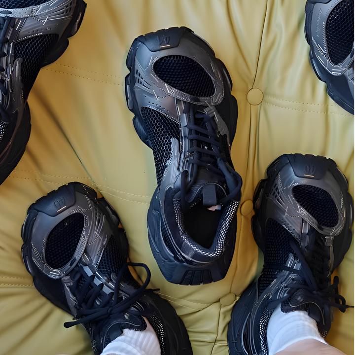 2025春季订书机老爹鞋女休闲厚底增高透气网运动情侣鞋男小个子潮