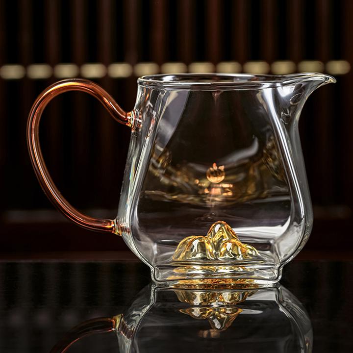 漫佳 四方观山公道杯 高透耐热玻璃 高档手工透明 鑫凤祥 ≈400ml