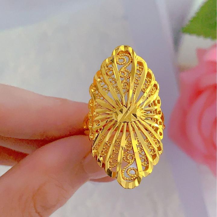 铜合金戒指 椭圆戒指女款小众高级设计开口夸张镀金指环妈妈款